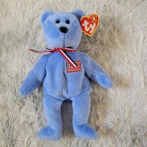 Retired 2000s Ty Beanie Baby America The Bear Blue
